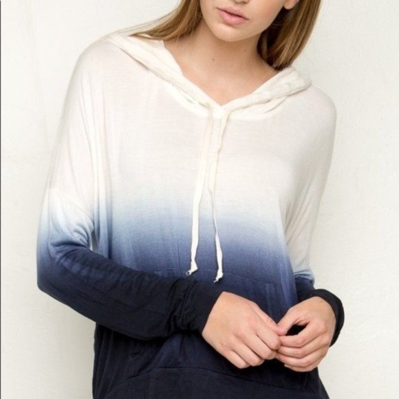 Brandy Melville Tops - Brandy Melville Off-White & Blue Ocean Ombre Layla Oversized Hoodie - One Size